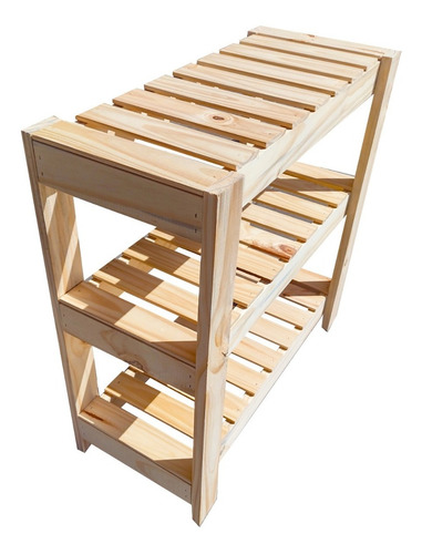 Imagen 2 de 3 de Portamaceta Rack Madera Estantes Deck Macetas Baño Cactus