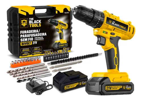 comprar Parafusadeira E Furadeira De Impacto 3\u002F8 The Black Tools Tb21-pz Com 2 Baterias Bivolt E Acessorios