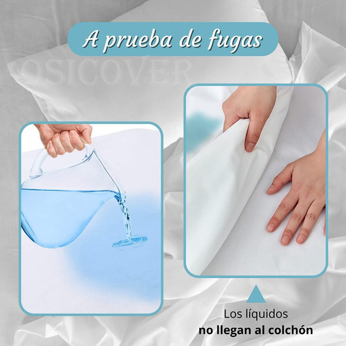 Cubre Colchon Impermeable Funda Protectora Elástica 1 Plaza Color Blanco Diseño de la tela Liso