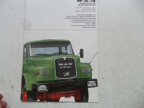 Folleto  M.a.n. Man Antiguo 19.281 4x4 No Manual Camion