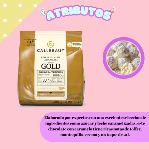 Chocolate Belga Blanco Gold 30.4% Barry Callebaut 400g 1 Pza