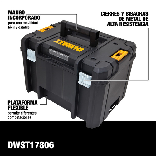 Caja Profunda 17'' Con Charola Tstak Dewalt Dwst17806 Color Negro