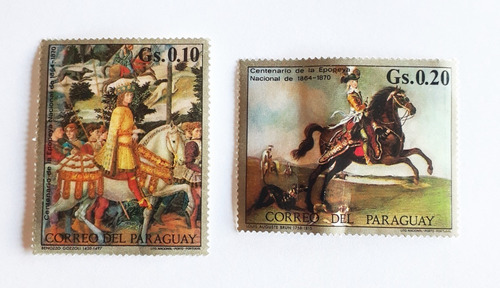 2 Estampillas Paraguay 1971 Centenario Epopeya De 1864-1870