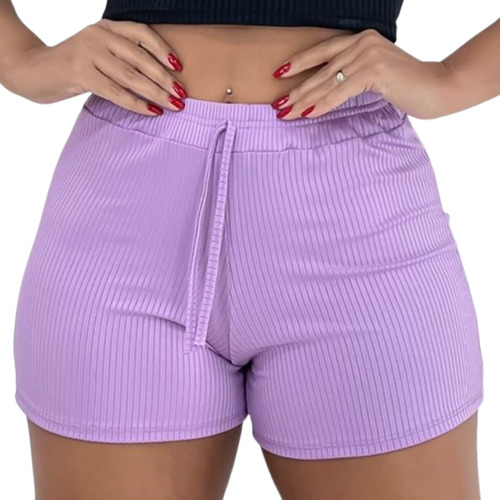 Short Feminino Canelado Short Curto Feminino Com Elástico 