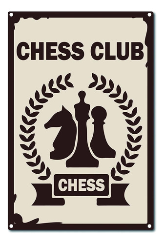 Creatcabin Chess Club Cartel De Chapa De Metal Vintage Decor