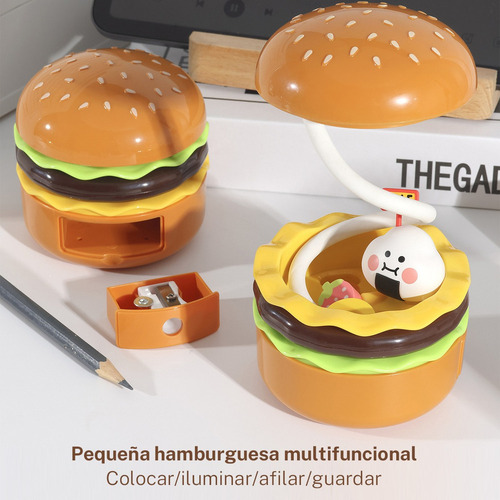 A Lámpara De Mesa Led Recargable Hamburger, Lámpara Mesa Y