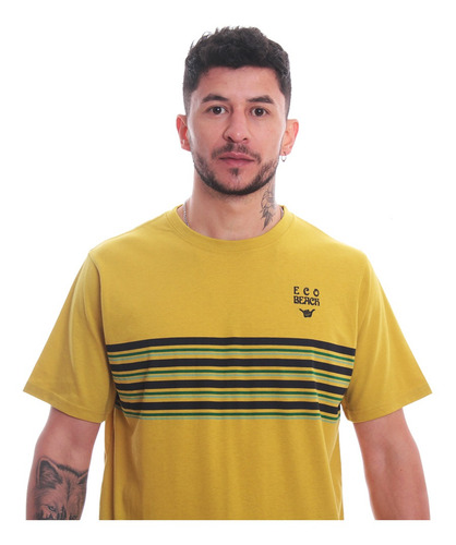 Imagen 4 de 7 de Polera De Hombre Manga Corta Hang Loose Eco Beach Mostaza