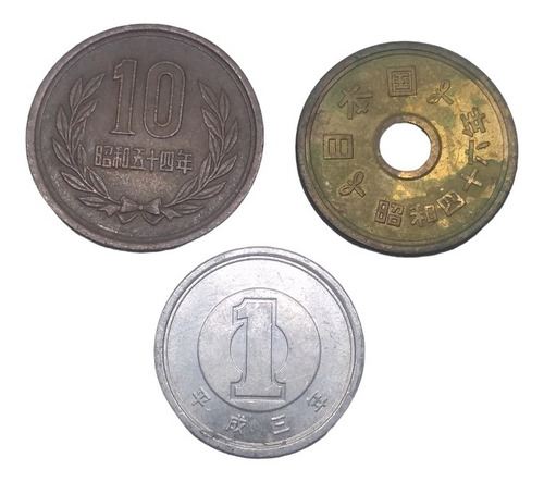  Monedas Japón 10, 5 Y 1 Yen 3 Piezas Envio $60