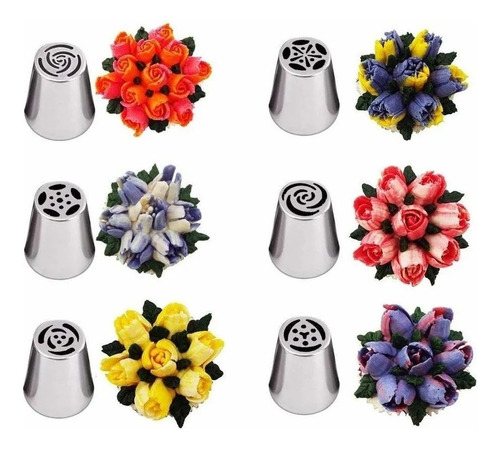 Kit De Boquillas Rusas De Acero Inoxidable, Juego De 12 Piez