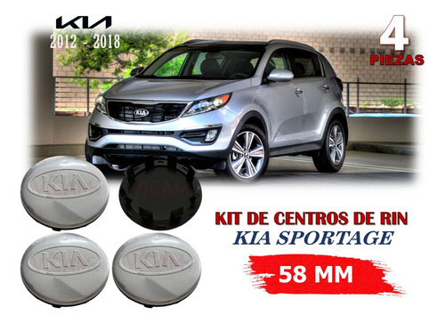 4 Centros De Rin Sportage 2012-2017 58 Mm Crom/circular