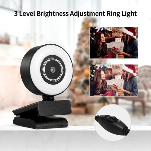 Imagen 2 de 4 de Webcam Camara Web Wesdar Full Hd 1080p Aro Luz Led Regulable