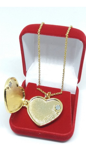 Colar Feminino Com Pingente Coração Relicário