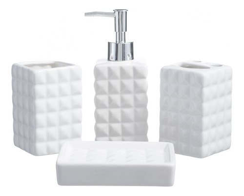 Conjunto Banheiro Lavabo Porta Sabonete Líquido 4 Peças 048c