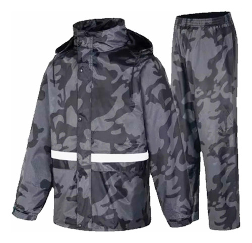 Traje De Lluvia P/ Moto Camuflado 2 Piezas Con Bolso 2 Talla