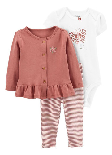 Set 3 Piezas Con Campera, Pantalón Y Body Floreal Carters