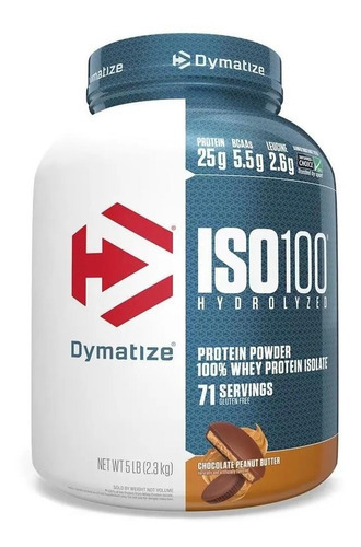 Iso 100 2,3kg Dymatize Whey 100% Isolado E Hidrolisado 5lb Sabor Chocolate Peanut Butter