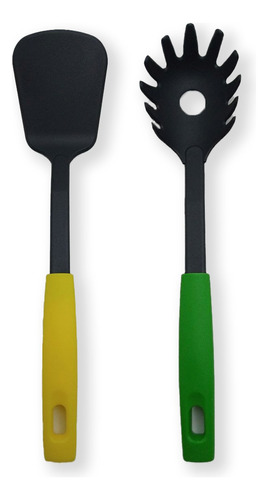 Combo Set X2 Utensilios Nylon Cocina Cucharon Espatula Color