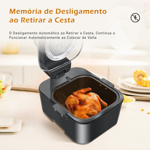 Fritadeira Air Fryer Grande Sem Óleo Ecrã Digital Lcd 8l