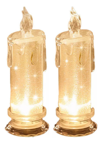 2 Velas Led Sin Llama, Estilo Pila, Blancas