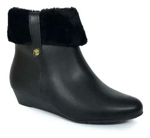 Bota feminina cano deals curto salto anabela