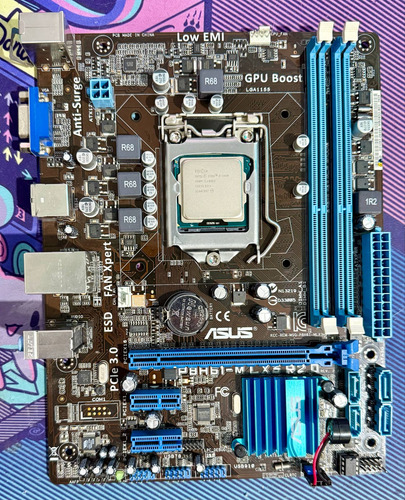 Motherboard Asus P8h61-m Lx3 R2.0, 8gb Ram, Cpu Core I5 3450 Azul (Usado)