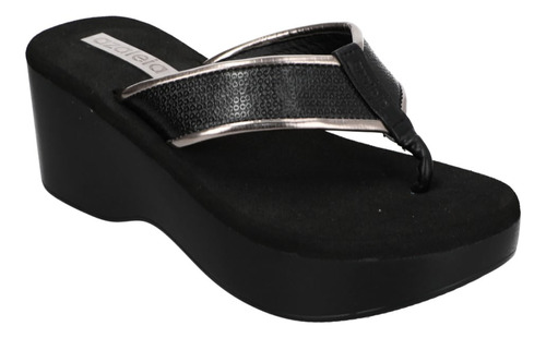 Sandalias Lara-608 Negro C/plata