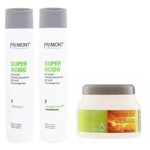Primont Super Ácido Shampoo  + Enjuague  + Mascara 500 Gr
