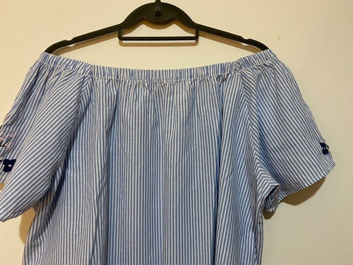 Blusa Camisola Escote Fruncido Para Hombros Bordada Yagmour
