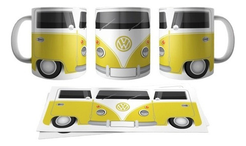 Taza Ceramica Combi Vw Amarilla Volkswagen Calidad Importada