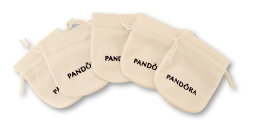 5 Pouch De Terciopelo Blanco Logo Pandora. Cubrepolvo