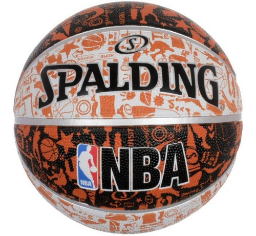 Pelota Basquet Spalding Basket Graffiti Nba Nº 7 Outdoor Caucho Outdoor Indoor Color Naranja