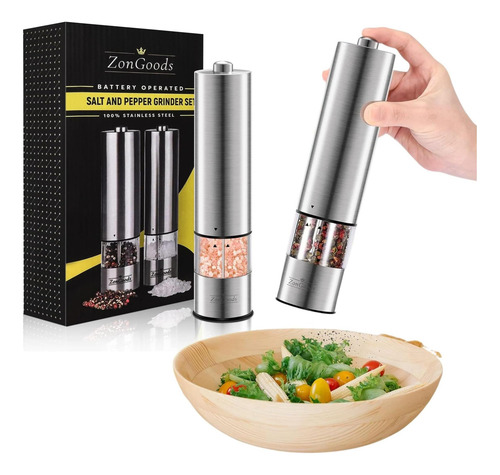 Conjunto De Molinillo Automático De Sal Y Pimienta De Con De