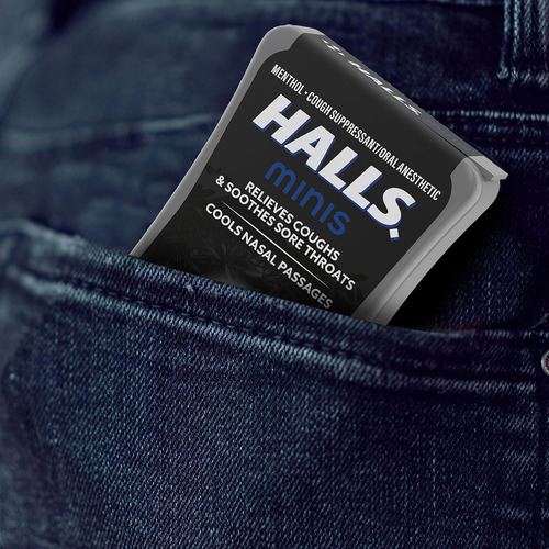 Halls Minis 24 Pastillas Menthol Sin Azucar Para La Tos