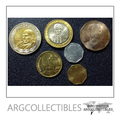 Chile Set De 6 Monedas De 1 A 500 Pesos 2004 / 2015 Unc