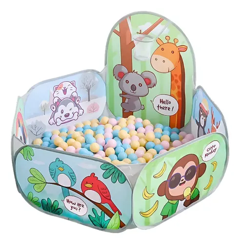 Piscina de Bolas Infantil Grande com Cesto de Basquete Safari