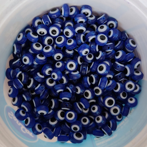 50 Ojos Turcos Chatos 6mm - Azul - Armado Bijouteria 