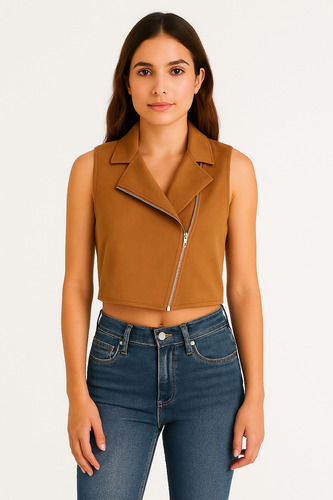 Chaleco Corto C/cierre Tendencia Moda Casual Dama Pinterest