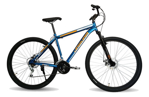 Mountain bike Jaguar Savage R26 21v frenos de disco mecánico color azul/naranja/blanco con pie de apoyo