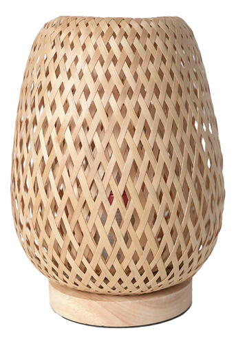 Lámpara De Mesa Doble Vintage De Bambú Con Luz Nocturna