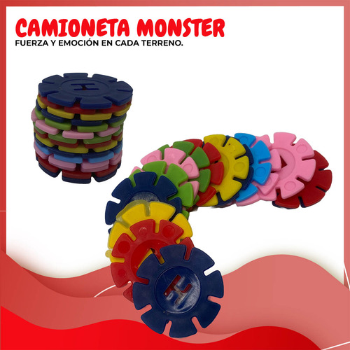Camion Camioneta Monster Truck Ruedas Grandes Lanza Discos Monster Truck Rojo