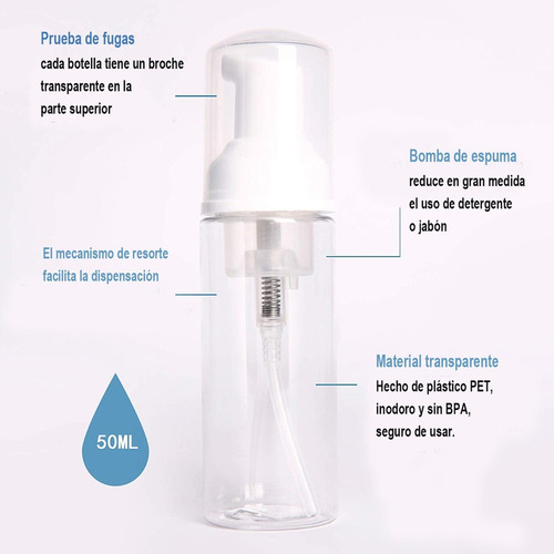 20 Botellas De Jabón De 30 Ml Con Dispensador De Espuma