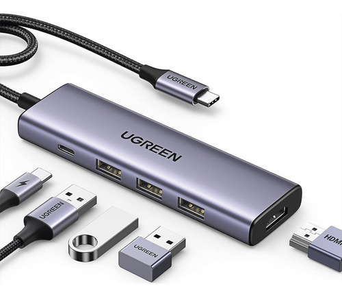 Ugreen 15596 Hub Usb-c 5 En 1 Para 3* Usb 3.0 + Hdmi 4k @30