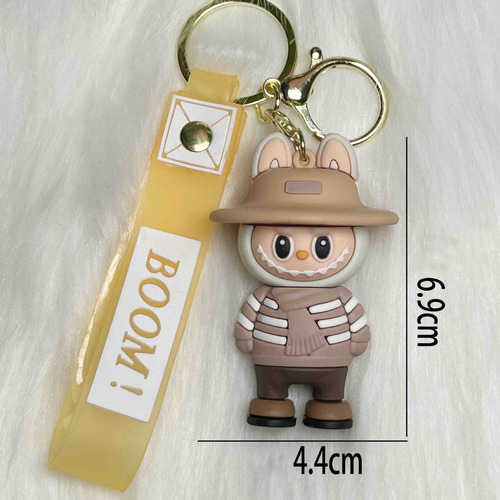 Set Of 6 Cute Straw Hat Labubu Silicone Keychain Pendant