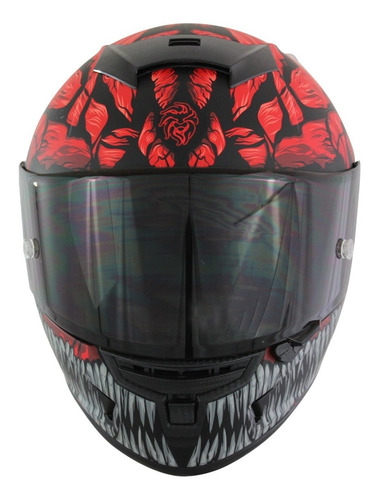 Imagen 3 de 6 de Casco Cerrado Para Moto Kov Aircut Carnivor Rojo Gris