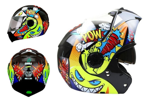 Imagen 1 de 5 de Casco Para Niño Infantil Ghira Comic Abatible Certificado