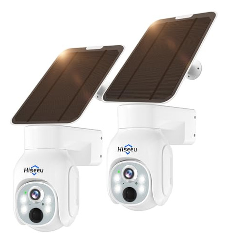 Hiseeu Wireless Solar Security Camera 2 Pcs 4mp Batería Cáma