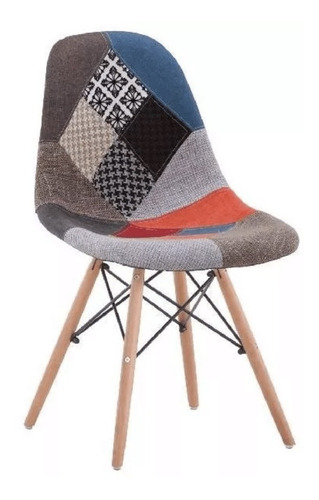 Silla Tipo Eames Dsw Tapizada Patchwork