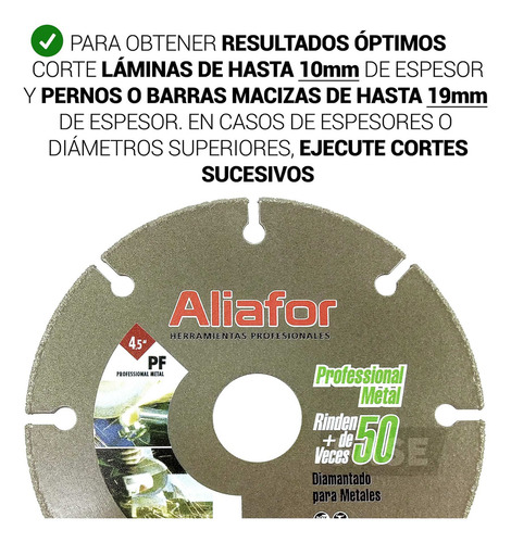 Disco Diamantado P/metal 4,5pulg115mm Diamond Aliafor Bs-4.5