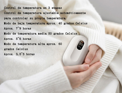 Calientamanos Eléctrico,3 Modos De Calentamiento, 1 Par De