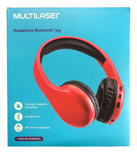 Headphone Bluetooth Multilaser Joy Vermelho Multilaser